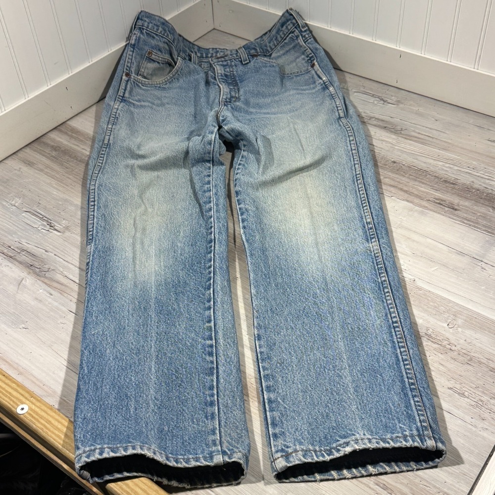 Vintage Lands End Jeans Men's Square Rigger 33 Blue Straight Leg USA 100% Cotton